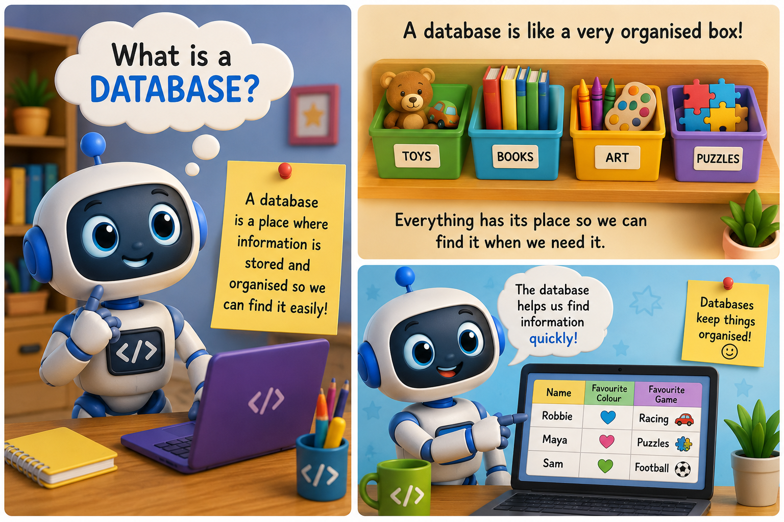 Robbie the robot thinking about what a database is