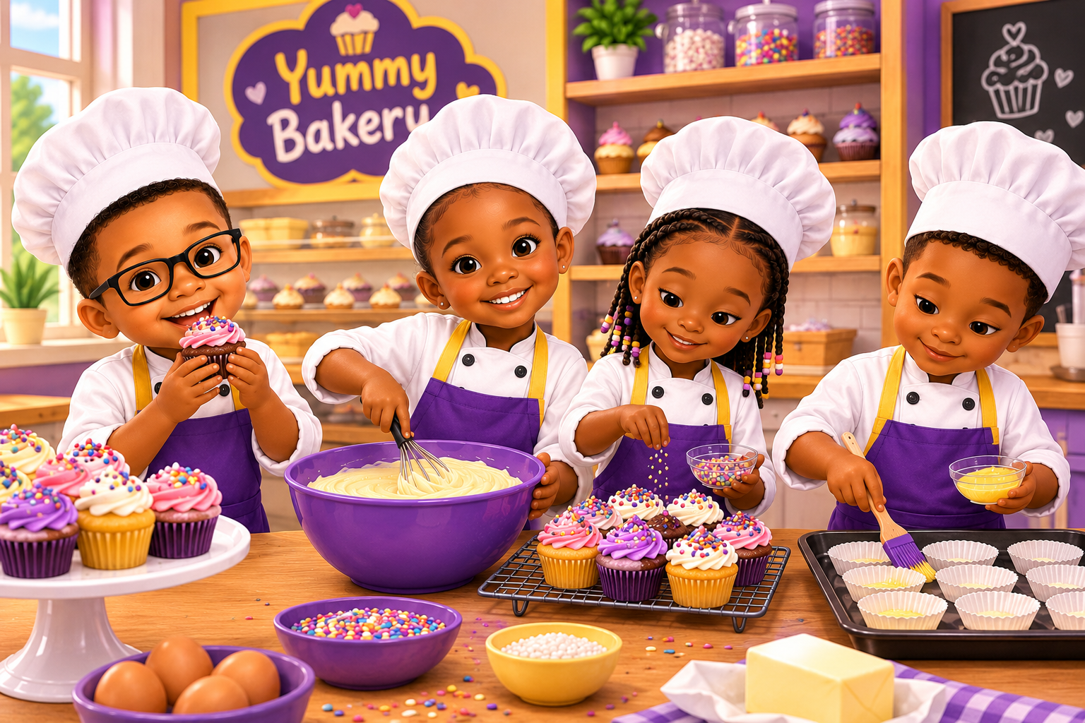 children baking