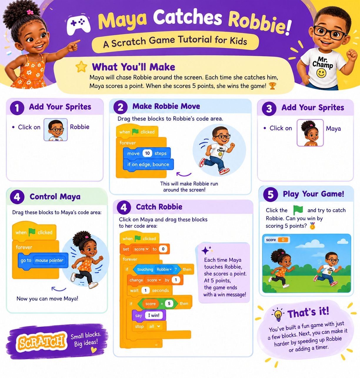 Maya Catches Robbie Scratch Tutorial Header